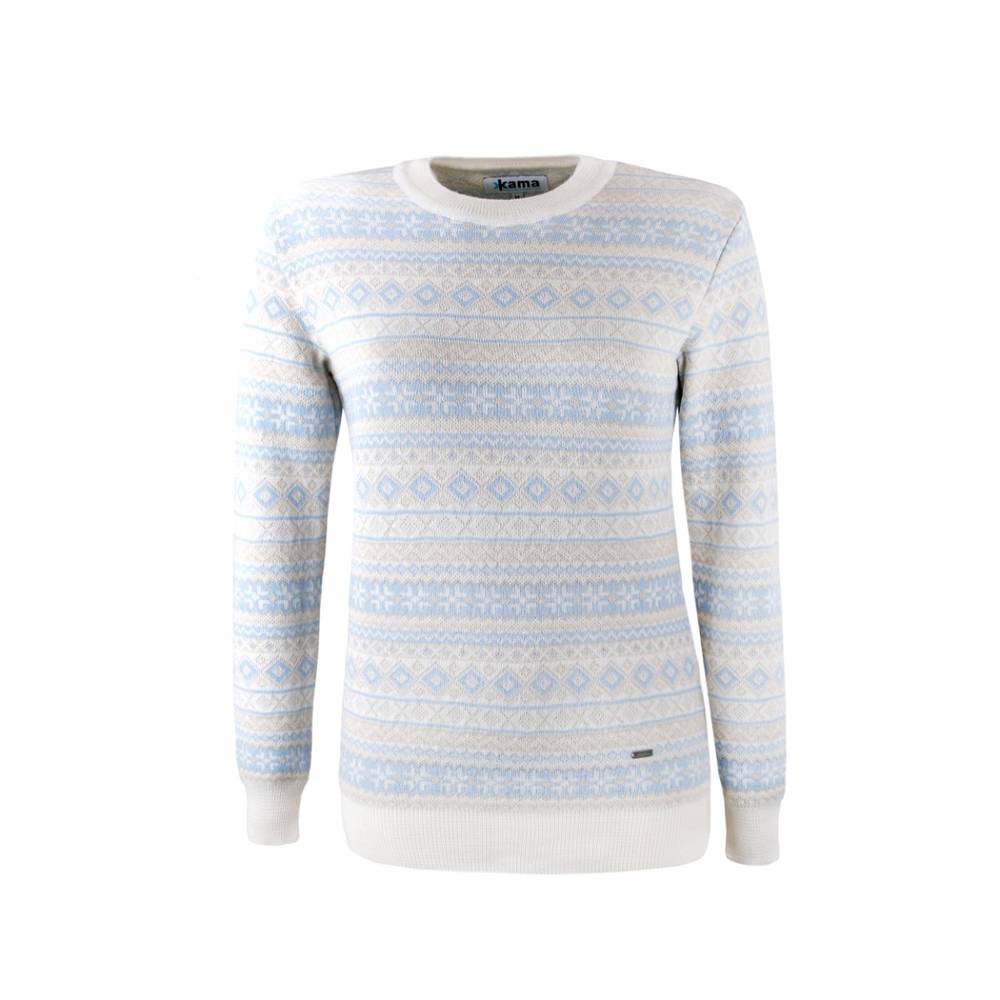 Stiptheid Belangrijk nieuws Trappenhuis Kama Warme lichtdragende Sweater van 100% merino wol dames wit-blauw 5024 |  Antrekk